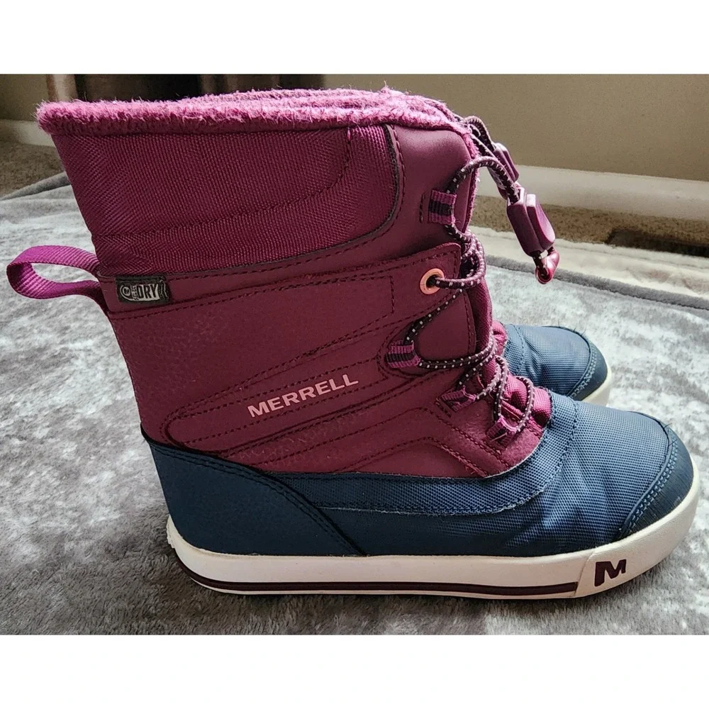 Merrell Girls Snow‎ Bank 2.0 WTRPF Winter Boots Pink Navy US 3 MK162106